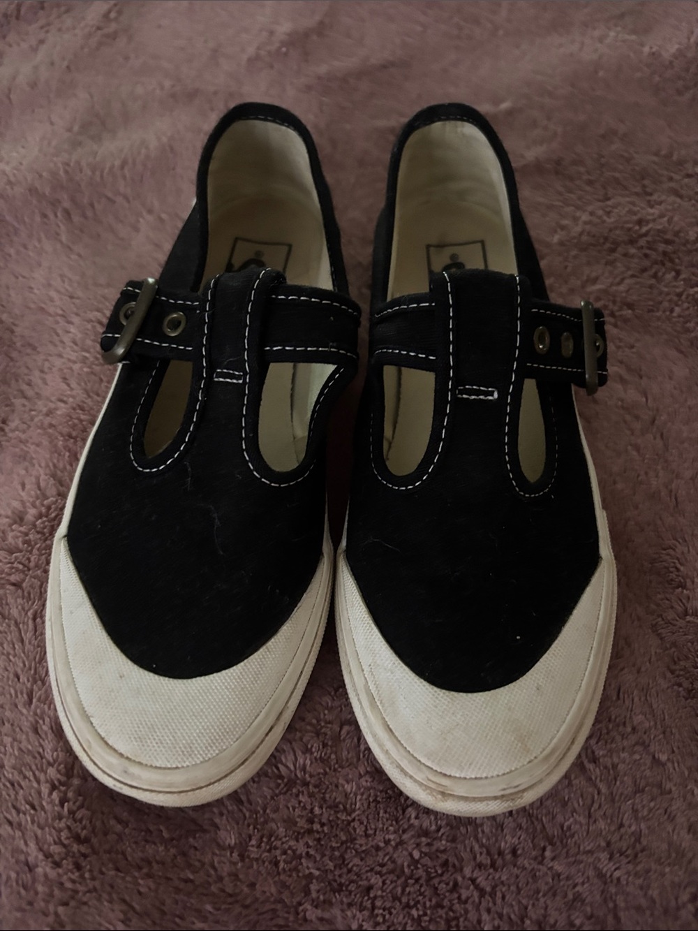 Vans women’s Black and White Mary Jane Canvas Shoes